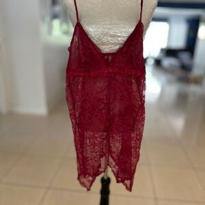 Elegant Lace Chemise in Red
